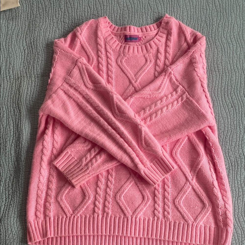 Pink Cable Knit Sweater